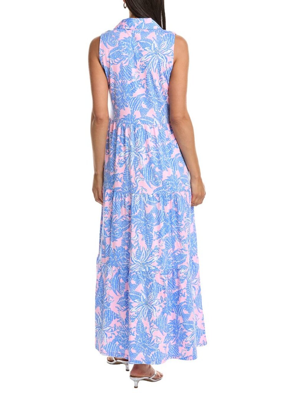 Lilly Pulitzer Riegan Maxi Dress Capri Blue Women's Size L Tiered Preppy Summer - Picture 2 of 14